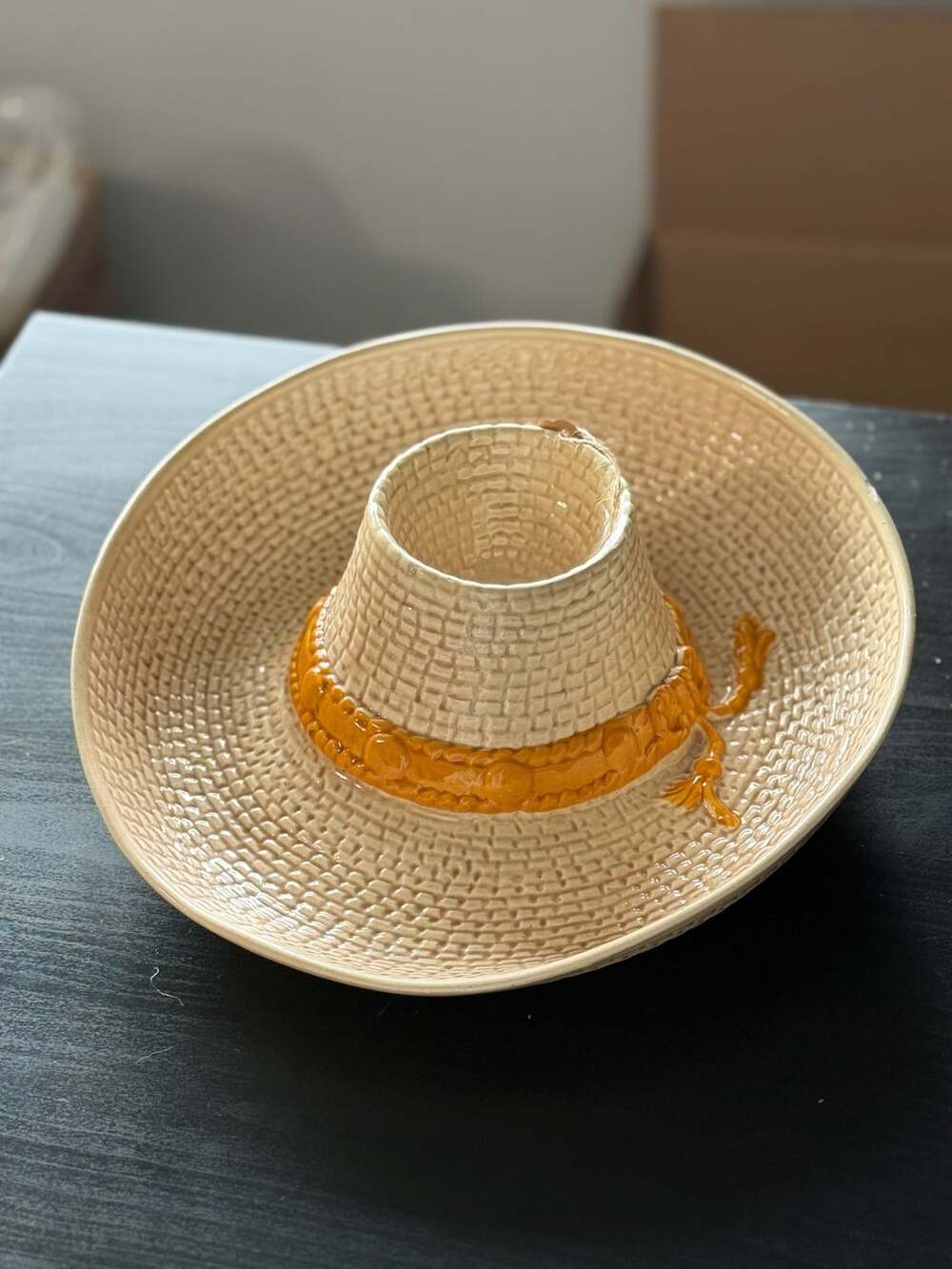 Vintage Whittier Ware Sombrero Hat Chip and Dip Platter